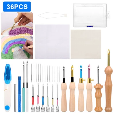 NSI 36pcs Punch Needle Embroidery Kit Sewing Tool for Floss Cross Stitching Beginner