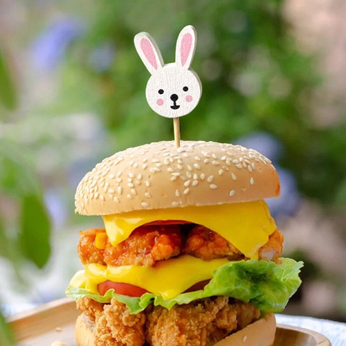 100Pcs Hamburger Garnish Bamboo Sticks Disposable Fruit Sticks Food