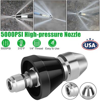 #ad Sewer Cleaning Tool High pressure Nozzle 5000psi Pipe Cleaner 1 4 Inch Connector $10.34