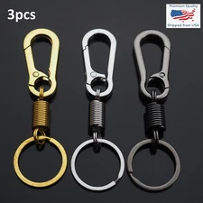 3pcs Spring EDC Carabiner Clip Keychain Keyring Holder - Silver, Gold, Gun Black