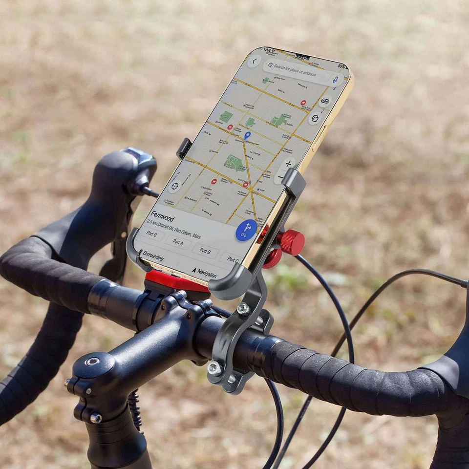 Soporte de manillar GPS para teléfono celular 360° de aluminio para motocicleta bicicleta Foto 3 de 4