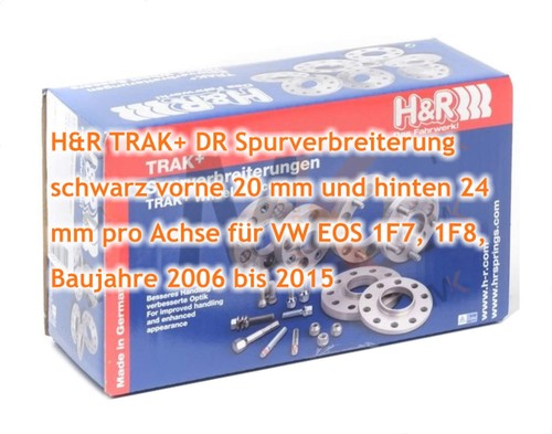 Placas de carril H&R negras VA 20mm & HA 24mm para VW EOS 1F7 1F8 2006-15 - Imagen 3 de 4
