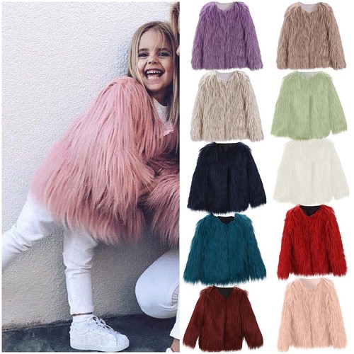 Mädchen Kunstfell Jacke Mantel Kleinkind Kinder Winter dick warm flauschig Oberbekleidung Kleidung