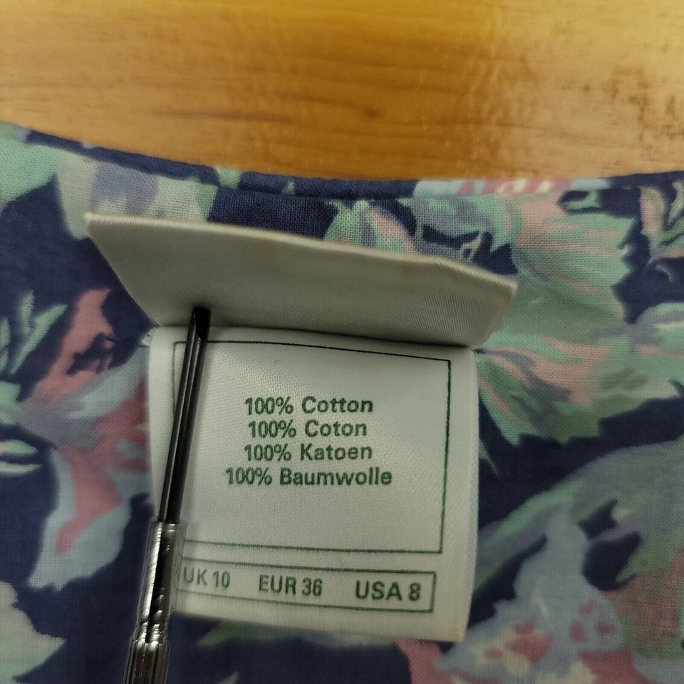 Vestido Floral Vintage Laura Ashley Bucólico Rosa Pastel Azul Manga Abullonada EE. UU. 8 UK10 Foto 4 de 4