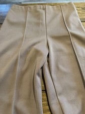 Vintage 1980's Women's Beige Pleated Polyester Blend Pants w/11" bottoms 30x28