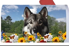 Norwegian Elkhound Summer Flowers Mail Box Cover