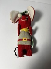 Vintage Dream Pets Dakin Christmas Santa Mouse Japan Sawdust Filled hat and sack