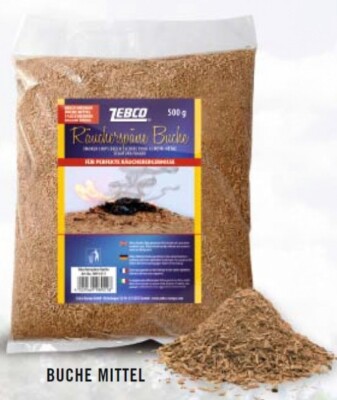 (12,90 /1kg) Zebco Räucherspäne Buche mittel 500g zum Fische Räuchern Räuchermeh