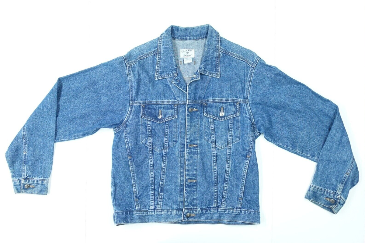 Vintage 80s Calamity Jeans Blue Denim Jacket Bomber Ranch Farm