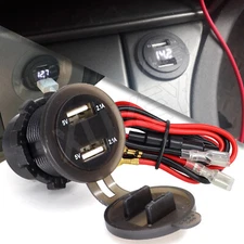 Car 12V Cigarette Lighter Socket Splitter Dual-USB Charger Power Adapter Outlet
