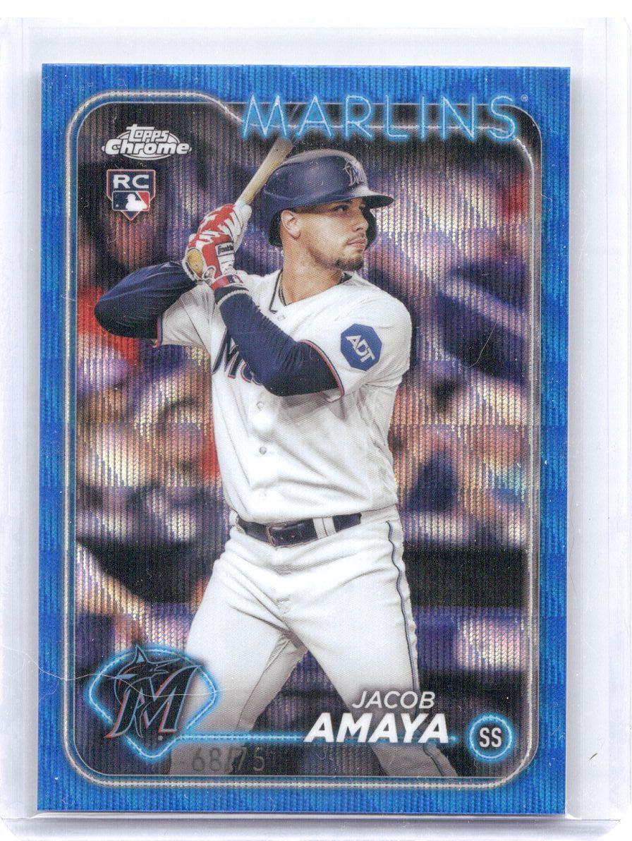2024 Topps Chrome #92 Jacob Amaya Blue Wave Refractor #/75
