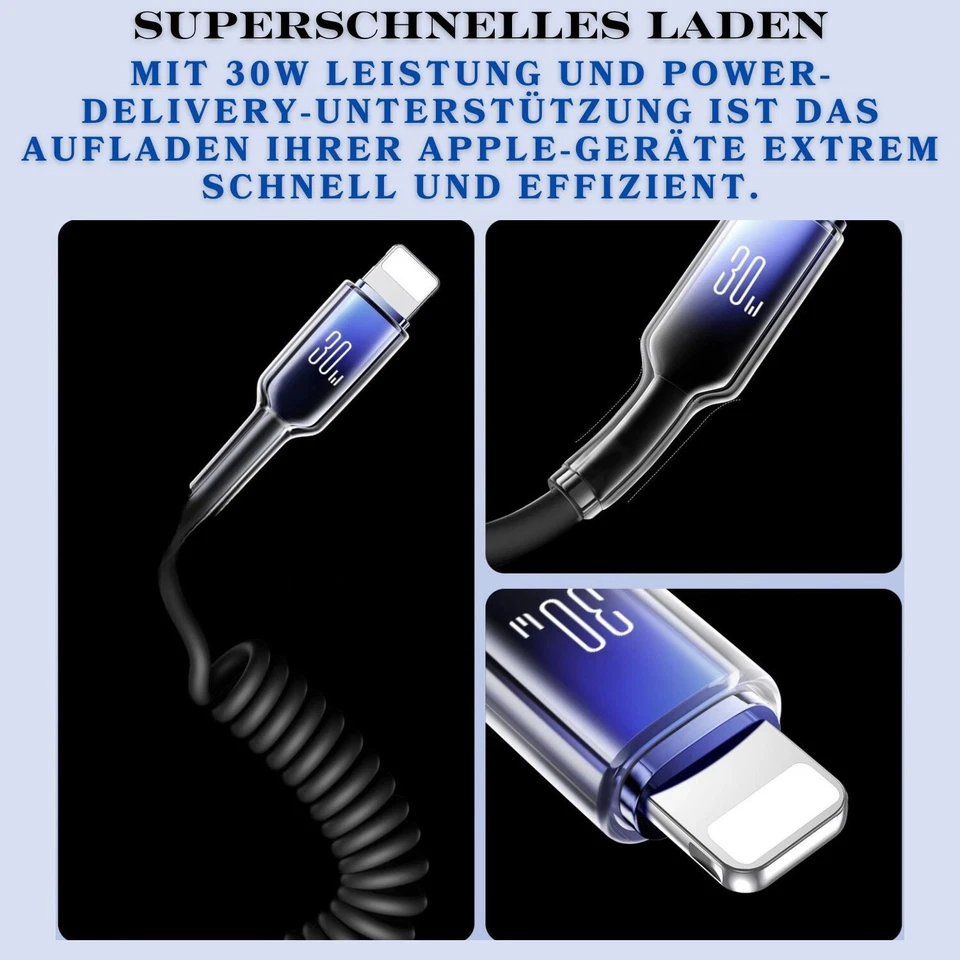 Joyroom S-A43 Crystal-Clear Series 30W USB-C – für iPhone Spiralkabel 1,5 m - Bild 4 von 4