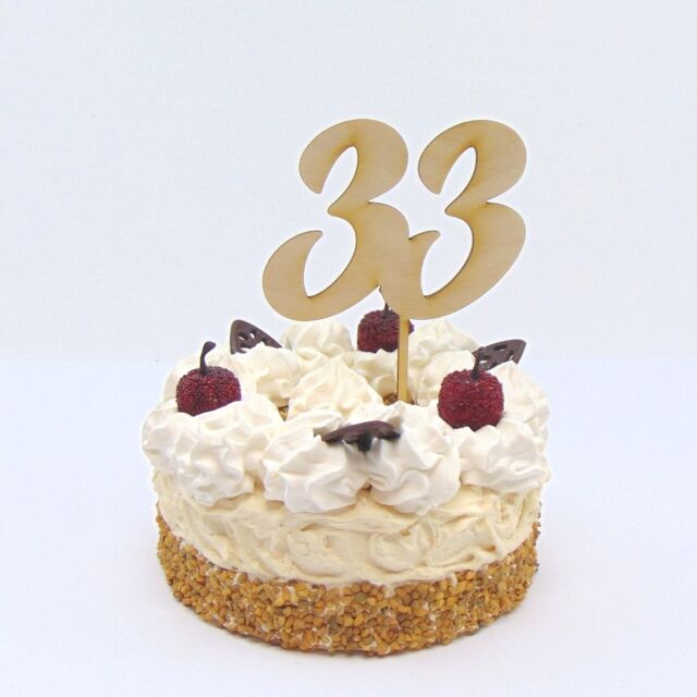 33rd Birthday Cakes Number Wooden 35th Wedding Day Cake Topper-