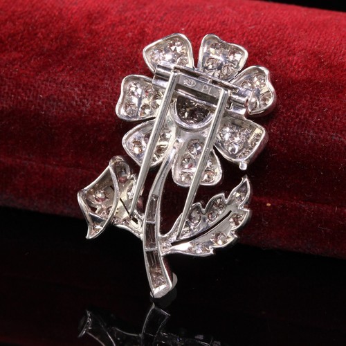 Antique Art Deco Platinum Walser Wald Single Cut Diamond Flower Pin - Picture 2 of 6