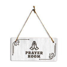 Prayer Room 5x10 Hanging Plus Wall or Door Sign Religious Rustic Wood Sign