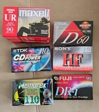 18 CASSETTE TAPES LOT Memorex SONY Maxell TDK Fuji FACTORY SEALED NEW OLD STOCK 
