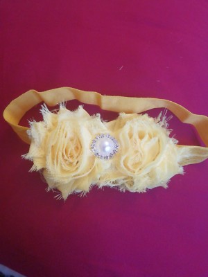 Säugling Baby Mädchen Blumen Stirnband Handarbeit gelb unbesäumt Blume Haarband 1 Stück