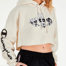 Champion x The Powerpuff Girls Limited Edition Fleece Lined Crop Hoodie Ivory S