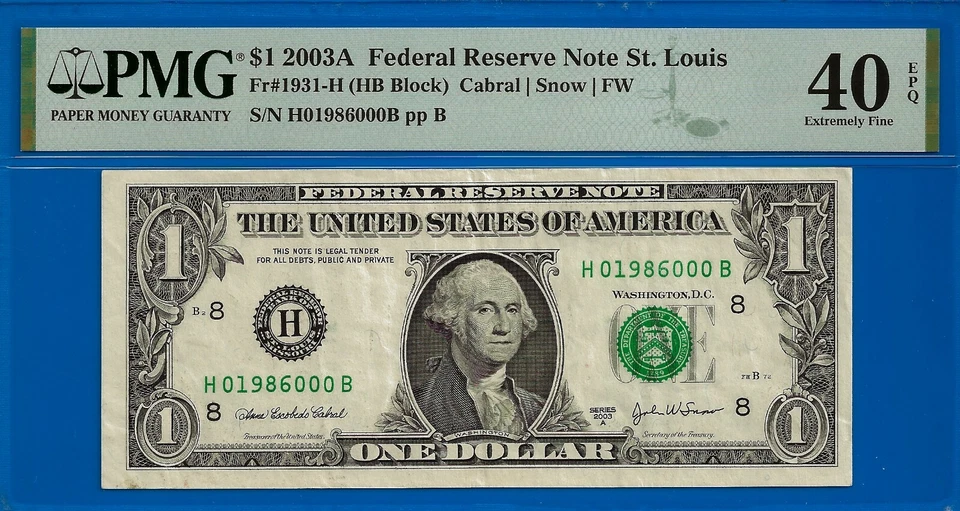2003A $1 Federal Reserve Note PMG 40EPQ popular wanted birthday anniversary note - Image 2 of 3