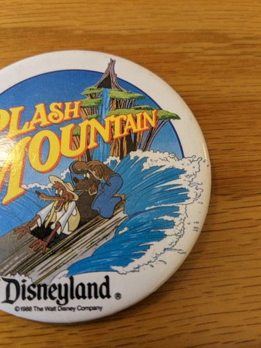 Vintage Disneyland Splash Mountain DLR pulsante pinback 1988 Brer Fox & Brer Bear - Foto 3 di 6