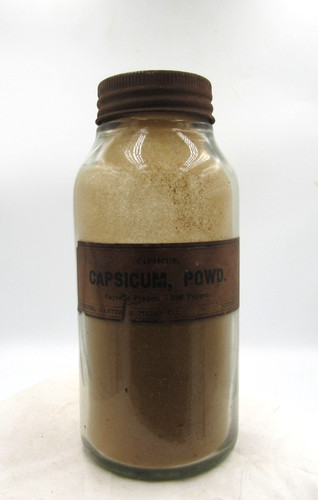 1920's Carter, Carter & Meigs Capsicum Powder Boston Mass Clear medicine Bottle