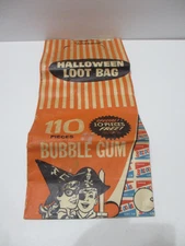 VINTAGE HALLOWEEN LOOT BAG  BAZOOKA BUBBLE GUM TRICK OR TREAT CANDY BAG