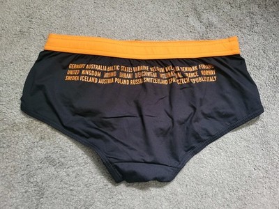 Bruno Banani Cosmopolit Retro Swim Brief - Size Medium - Black & Orange - NWT