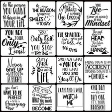 16 Pcs Reusable Word Stencils for Painting On Wood Shirt Canvas Fabric Decor