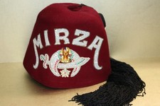Vintage jeweled Freemason Shriner FEZ hat Mirza size 7-1/4 VERY ORNATE