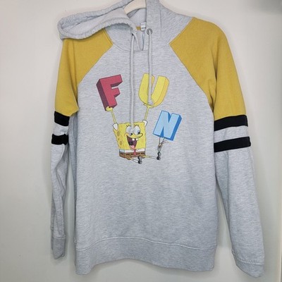SpongeBob & Plankton FUN Hoodie Small yellow gray nickelodeon squarepants