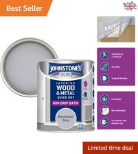 Johnstone's 750ml Satin Grey Radiator Paint - Quick Dry, Low Odour & Waterproof