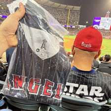 Kloanz Star Wars Grogu Angels Pinstripe Mesh Baseball T-Shirt Men's XL SGA 