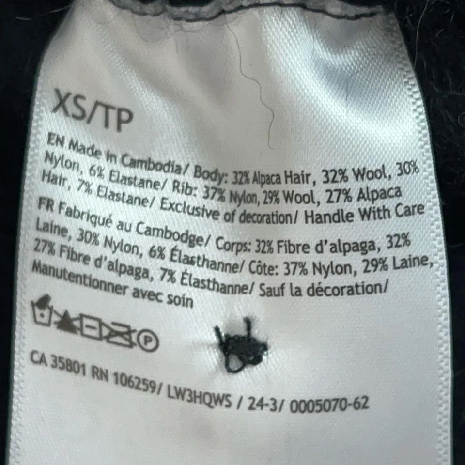 Suéter Lululemon Mujer XS Negro Mezcla Lana Alpaca Botón Cárdigan Recortado Foto 3 de 4