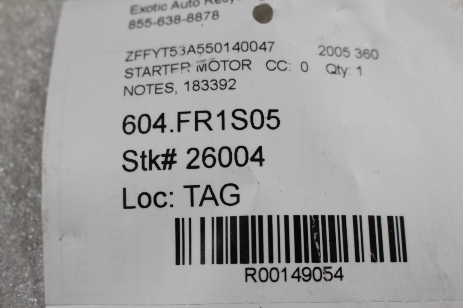 Ferrari 360 Starter motor P/N 183392