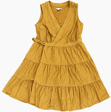 Women's Nine West Solid Fit & Flare V-Neck Sleeveless Tiered Belted Dress M #217