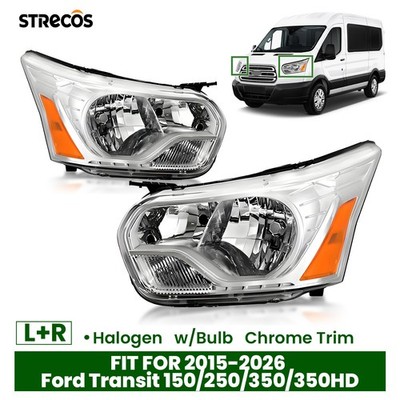 For 2015-2026 Ford Transit 150/250/350/350HD Halogen Headlight w/Bulb Left&Right