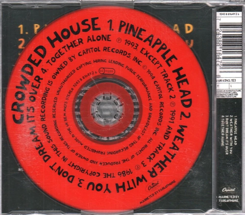 Crowded House Pineapple Head CD UK Capitol 1994 b/w weather with you, don't - Image 2 of 2