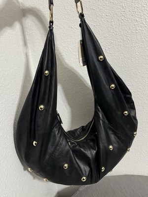 Chevignon Genuine Leather Hobo Bag With Gold Studs