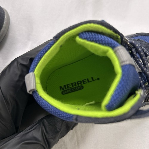 Merrell Bare Steps Shoes Boy's Size 4W Ridge Jr Hiking Boots Leather Blue Green - Picture 5 of 13
