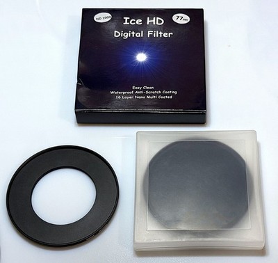 2pc Lot: ICE HD 77mm Digital Filter ND1000 + Sensel 49-77mm Step Up/Down Adapter