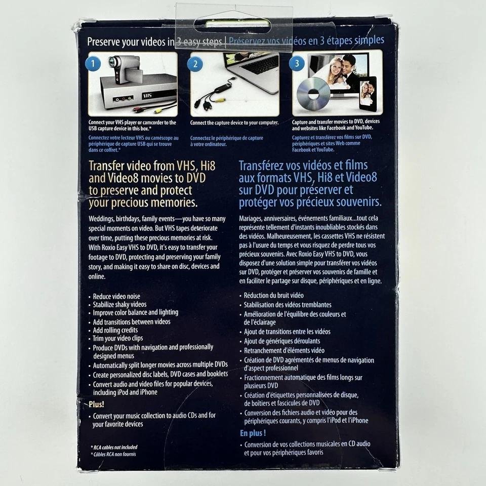 Roxio Easy VHS a DVD 3 Plus Convertidor Transferencia Windows 251000 Nuevo Caja Abierta Foto 2 de 4