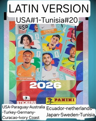 Panini World Cup 2026 -LATIN Edition - Stickers From USA #1 to TUN #20