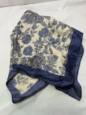 LIBERTY of London Silk Blue French Floral Blue Cream 23x22” Square Scarf