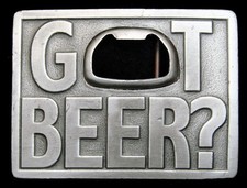 RG24123 NOS VINTAGE 1999 BERGAMOT  GOT BEER  BOTTLE OPENER BELT BUCKLE