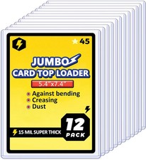 12 Pack Jumbo Card Top Loaders 5.4x7.4 Inch Hard Card Sleeves Protective Case