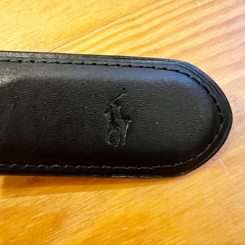 Ralph Lauren Polo Belt Mens 50 Black Leather Dressy Pony Logo Preppy Classic - Picture 6 of 12