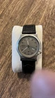 Seiko SQ Quartz Men's Watch Grey Dial Day Date Black Leather Strap 5H23-6280
