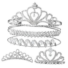 Crown, 5pcs Tiaras for Women, Tiara Crown, Silver Tiara for Little Girls