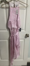 Express Pink White Polka Dot Dress Fairycore Whimsy Asymmetrical Sleeveless Med