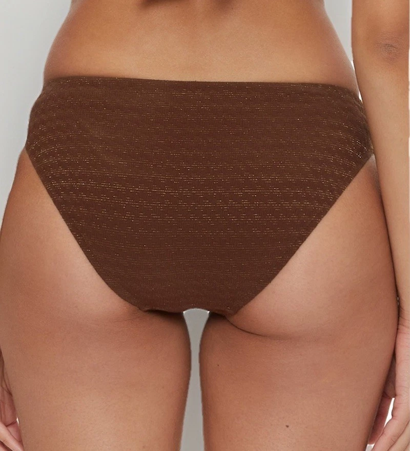 Parte inferior de bikini hipster con hebilla brillante para mujer Trina Turk marrón talla 10 moca Foto 4 de 4